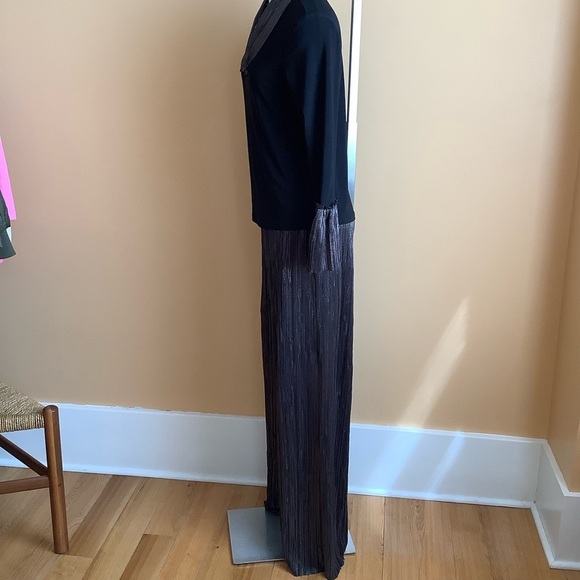 JOSEPH RIBKOFF Metallic Black & Silver Wide Leg Pants Size 8 - Picture 12 of 14